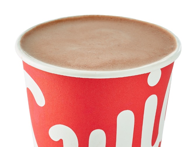Swig Hot – Hot Chocolate with one mini frosted sugar cookie, 240 cal, $2.99.