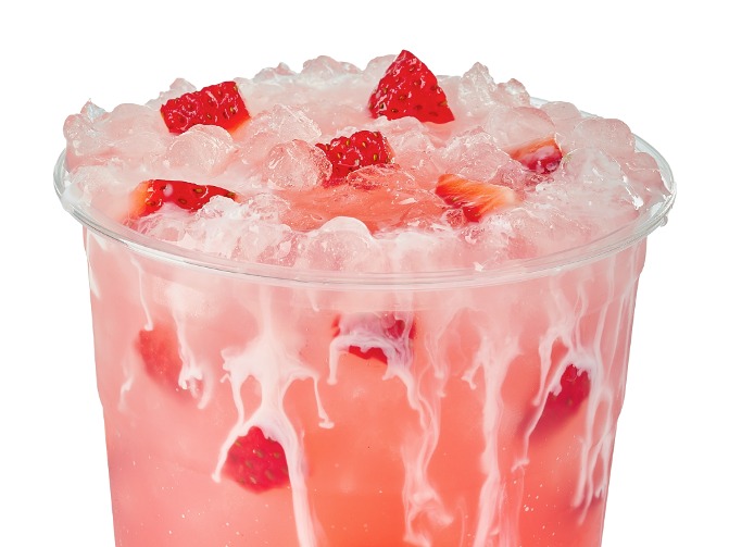 Swig Strawberry Breeze water with sugar-free vanilla, strawberry puree, frozen strawberry, coconut cream, $4.40.