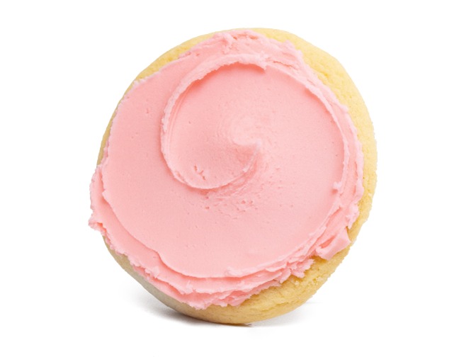 Swig Sugar Cookie famous pink sugar cookie, soft and delicious, topped with buttermilk frosting, 410 cal, $2.25.