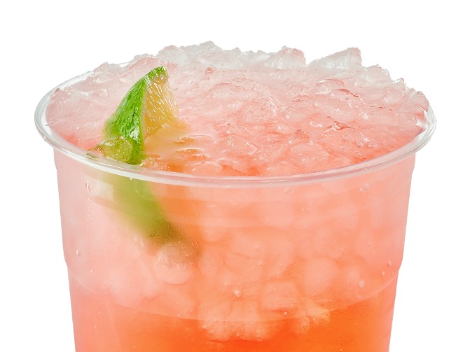 Swig The Fighter water with sugar, free vanilla, sugar-free peach, sugar-free pineapple, fresh lime, raspberry puree, 50-300 cal, $3.80.